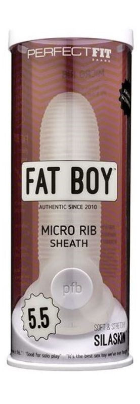Perfect Fit Fat Boy Micro Ribbed Sheath Clear - Penis Sleeves and Extenders