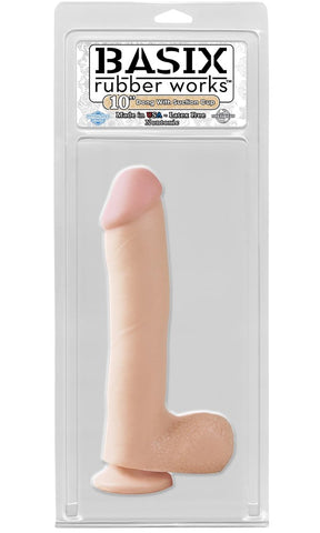 Basix 10 Inch Suction Cup Realistic Dildo - Realistic Dildos