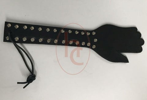 Puppy Cage Leather Hand Paddle by Hell's Couture - Paddles And Slappers