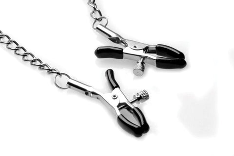 Strict Black Ball Gag With Nipple Clamps by XR Brands - Bondage Gags and Bits