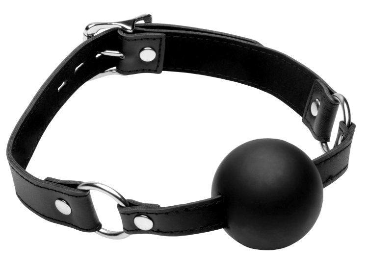Strict XL Silicone Gag Ball 2 Inch Black - Bondage Gags and Bits