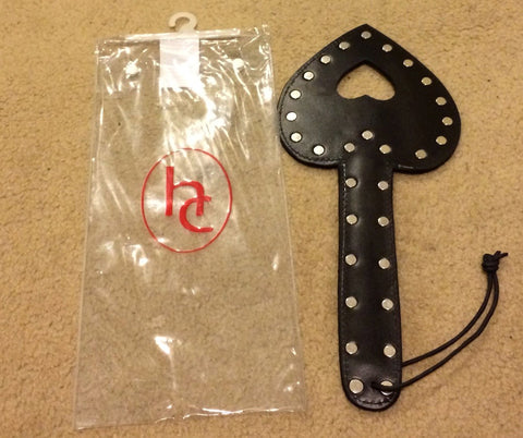 Heart Shaped Leather Paddle with Studs by Hell's Couture - Paddles And Slappers