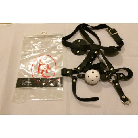 WildSecrets Leather Gag and Blinker for BDSM Play - Bondage Gags and Bits