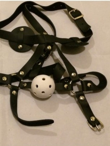 WildSecrets Leather Gag and Blinker for BDSM Play - Bondage Gags and Bits
