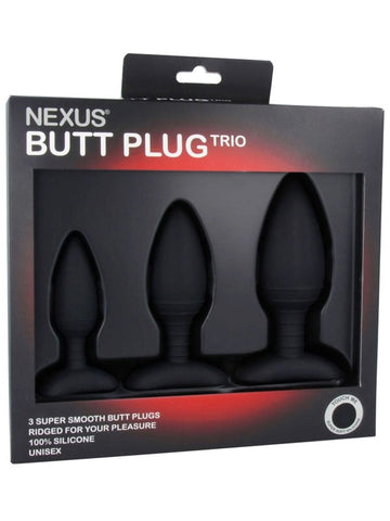 Butt Plug Trio 3 Size Solid Silicone Black by Nexus - Personal Massagers