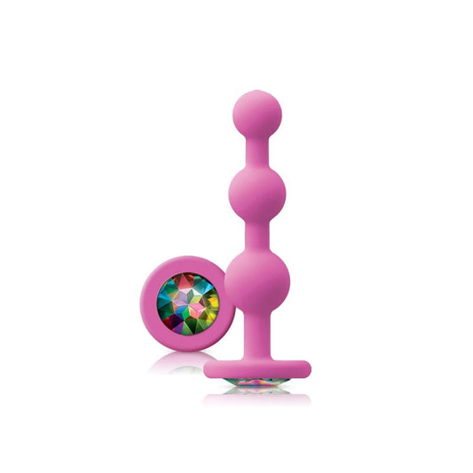 NS Novelties Glams Ripple Rainbow Gem Butt Plug Pink