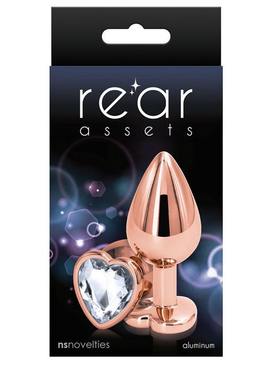 NS Novelties Rear Assets Rose Gold Heart Butt Plug Medium