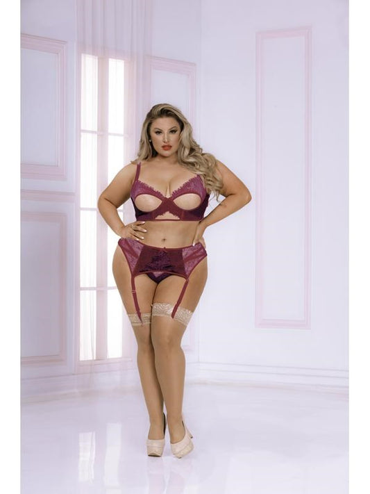 Seven Til Midnight Velvet Crush Bra Set Wine