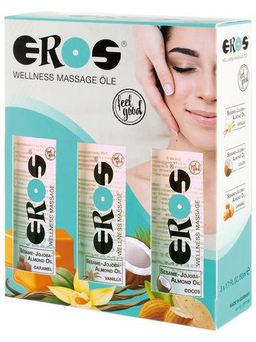 Eros Wellness Massage Oil Three Pack Vanilla Caramel - Massage Oils and Lubricants