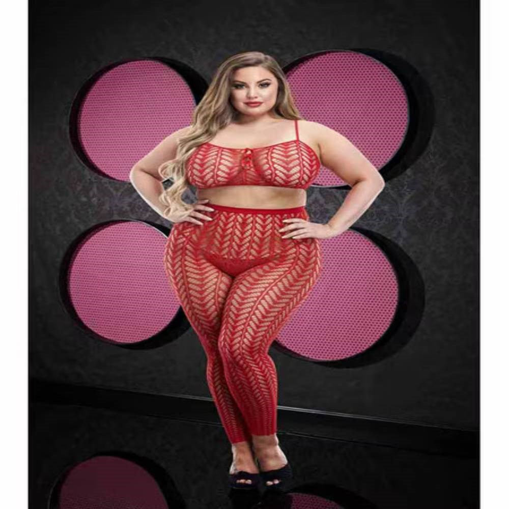 Lapdance Jacquard Crop Top & Pants Set OSX - Teddies and Bodysuits