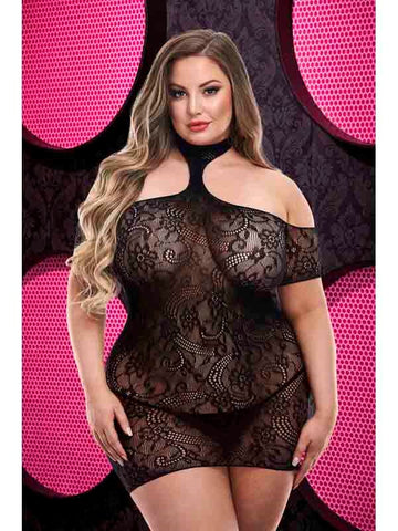 Cut Out Lace Mini Dress by Xgen Products - Body Stockings