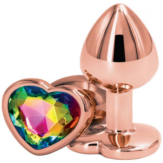 NS Novelties Rear Assets Rose Gold Heart Small Anal Plug