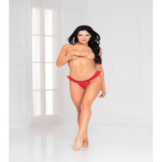 Seven Til Midnight Lace Ruffle Women Thong Red