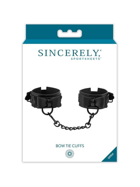 Sportsheets Sincerely Bow Tie Faux Leather Wrist Cuffs