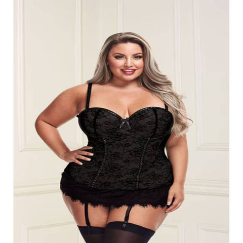 Baci Bustier and Gstring Black by Baci Lingerie - Bustiers and Corsets