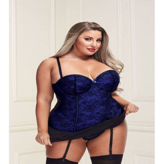 White Label Baci Women Bustier and G-string Blue