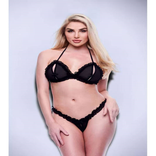 Baci 2 piece Peek-A-Boo Bra & Crotchless G-String Set