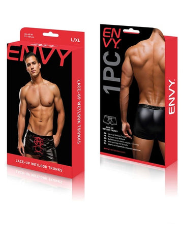 Envy Lace-Up Wetlook Trunks- L Briefs by Envy Menswear - Mens Briefs And Boxers