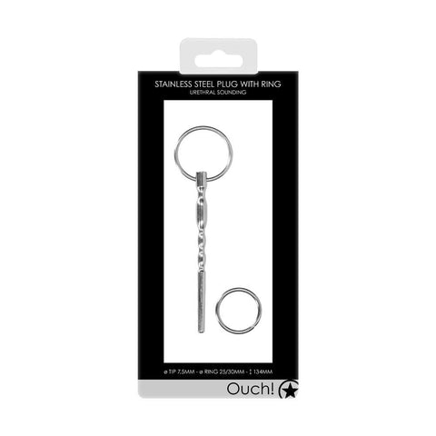 Stainless Steel Urethral Penis Plug With Ring - Urethral Sounds