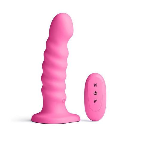 Colours Ribbed 6'' Dildo with Wireless Remote - Vibrating Dildos