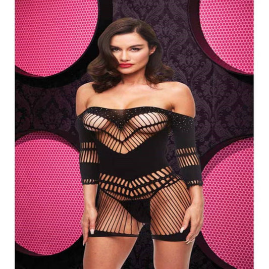 Lapdance Lingerie Bling Bling Womens Halter Dress Black