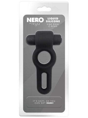 Nero Liquid Silicone Vibe Dual Cock Ring by Evolved - Silicone Cock Rings