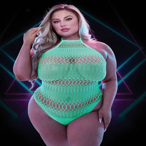 Lapdance Glow In The Dark Teddy with Halter Neck - Teddies and Bodysuits