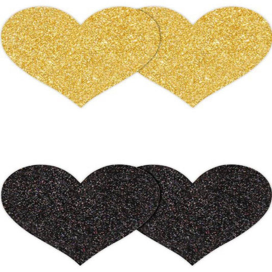NS Novelties Pretty Glitter Hearts Shape Nipple Pasties 2 Pair