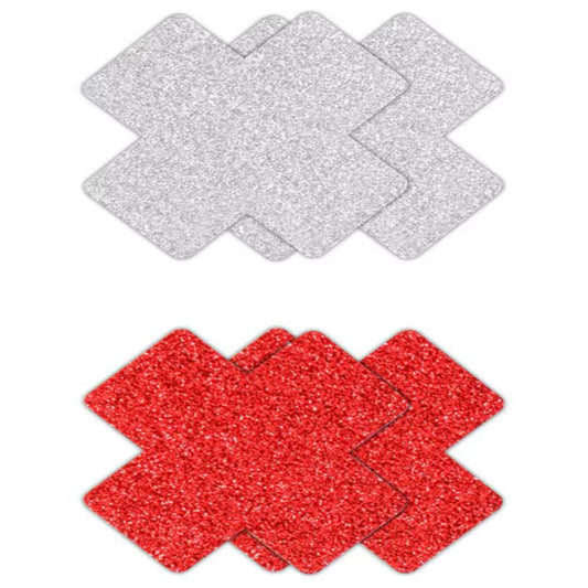 NS Novelties Pretty Womens Pasties Glitter Cross 2 Pair