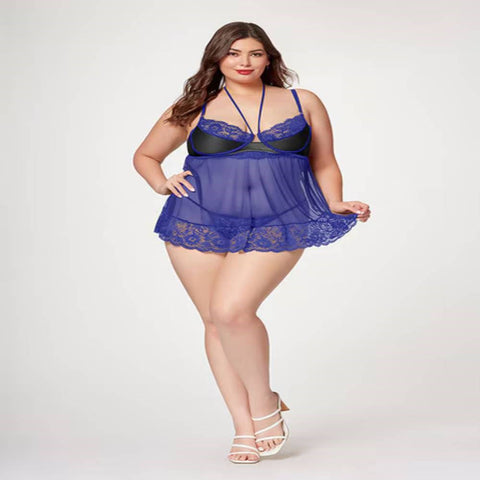 Seven Til Midnight Romantic Blue Babydoll Set - Babydolls and Chemises