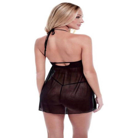 Eco Lace And Mesh Chemise Q by Baci Lingerie - Babydolls and Chemises
