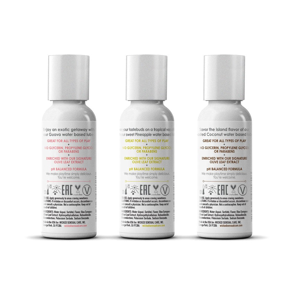 Wicked Simply Tropical Trio Flavoured Water Based Lubricants - Water Based Lubes