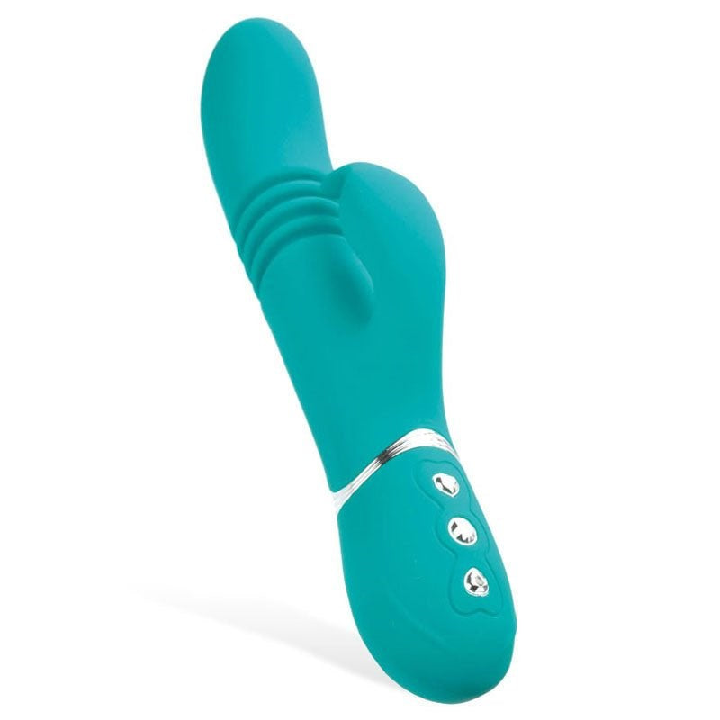 Adam and Eve Eve's USB Rechargeable Thrusting Rabbit Vibrator Green - Rabbit Vibrators