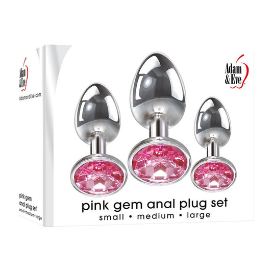 Adam and Eve Pink Gem 3 Sizes Metallic Anal Plug Set