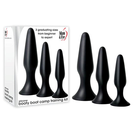 Adam and Eve Silicone Booty Boot Camp 3 Size Anal Training Kit Black