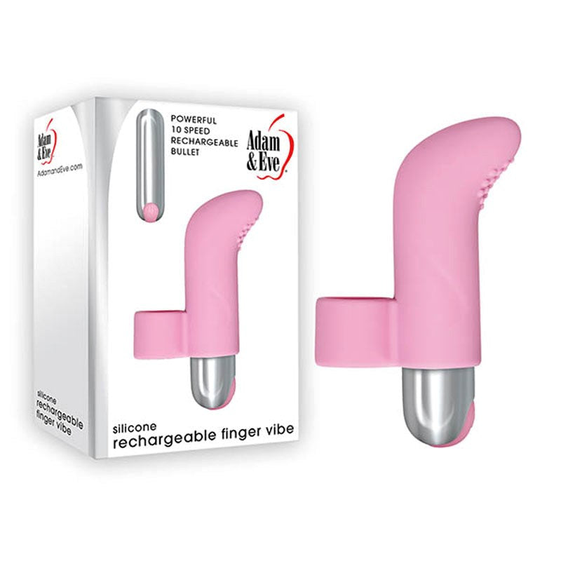 Adam and Eve Silicone USB Rechargeable Finger Vibrator Pink - Finger and Tongue Vibrators