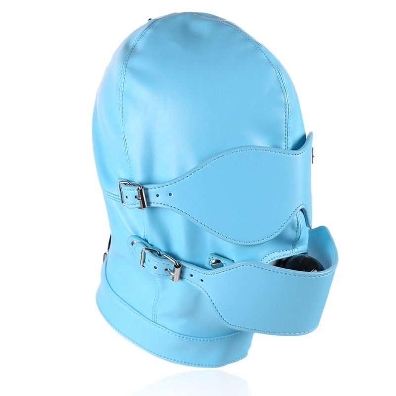 BDStyle Faux Leather Full Mask Eyes & Mouth Hood - Blindfolds And Masks