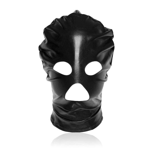 BDStyle Patent Leather BDSM Hood with Open Mouth and Eyes