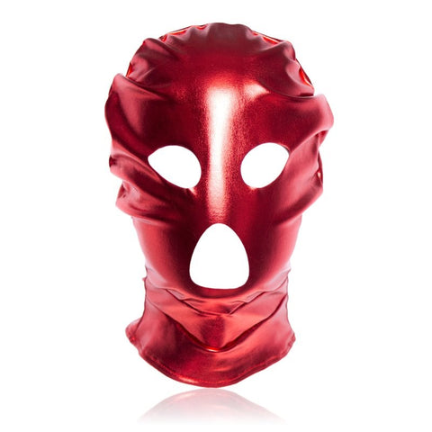 Patent Leather BDSM Hood with Open Mouth and Eyes - Bondage Hoods