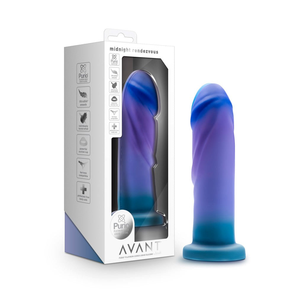 Blush Novelties Avant Midnight Rendezvous Realistic Dildo Ocean Blue 19cm - Realistic Dildos