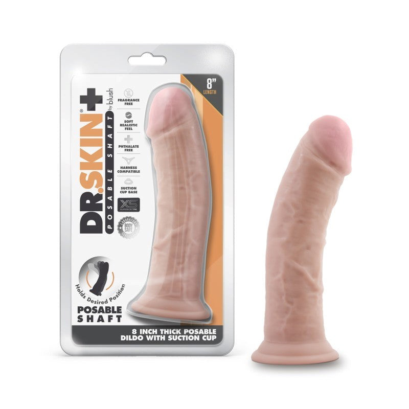 Blush Novelties Dr Skin Plus Thick Posable Dildo Flesh 20.3cm - Realistic Dildos