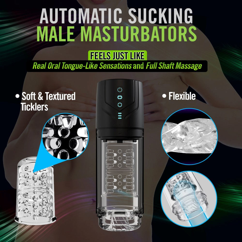 Blush Novelties M For Men Whirlwind Pro Rotating & Sucking Auto Mens Stroker Clear - Masturbators and Strokers