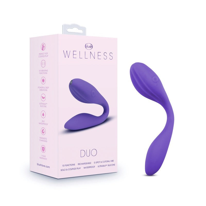 Blush Novelties Wellness Duo USB Rechargeable Couples Vibrator Purple - Sex Toys For Couples