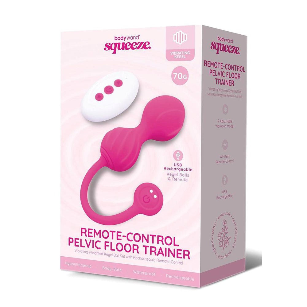 Bodywand Squeeze Remote-Control Rechargeable Weighted Kegel Balls with Remote Pink - Love Eggs and Kegel Exercisers