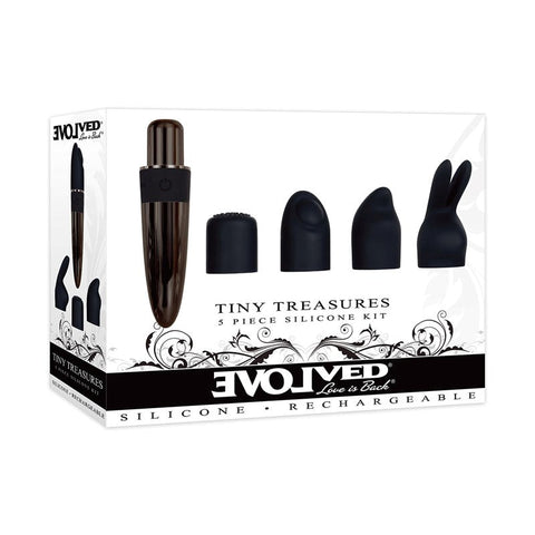 Tiny Treasures Mini Massager With Attachable Heads - Clit Ticklers and Pulsators