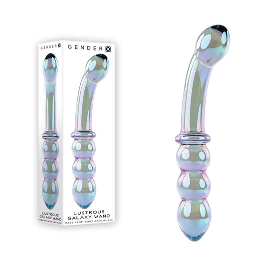 Gender X LUSTROUS GALAXY WAND Double Ended Glass Massager Blue/Violet