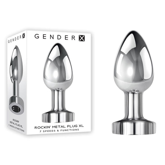 Gender X ROCKIN USB Rechargeable Vibrating Butt Plug XL Chrome