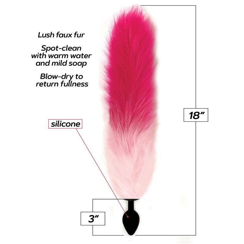 Icon Brands Foxy Fox Tail Silicone Butt Plug with Tail Pink Gradient 46cm - Butt Plugs