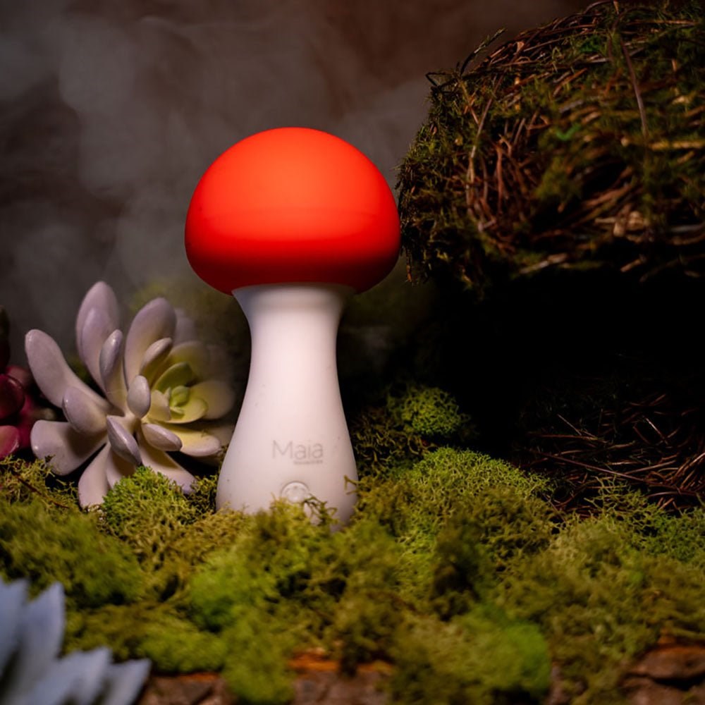 Maia SHROOMIE USB Rechargeable Mushroom Shaped Body Wand Vibrator Red/White - Body Wands