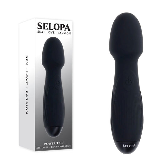 Selopa POWER TRIP USB Rechargeable Body Wand Massager Black